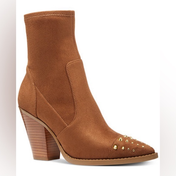 MICHAEL Michael Kors Shoes - Michael Kors Dover brown stretch faux vegan suede studded booties boots 8.5
